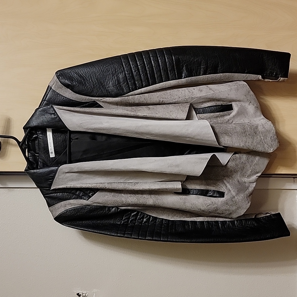 Blanc Noir Gray Drape Moto Jacket
